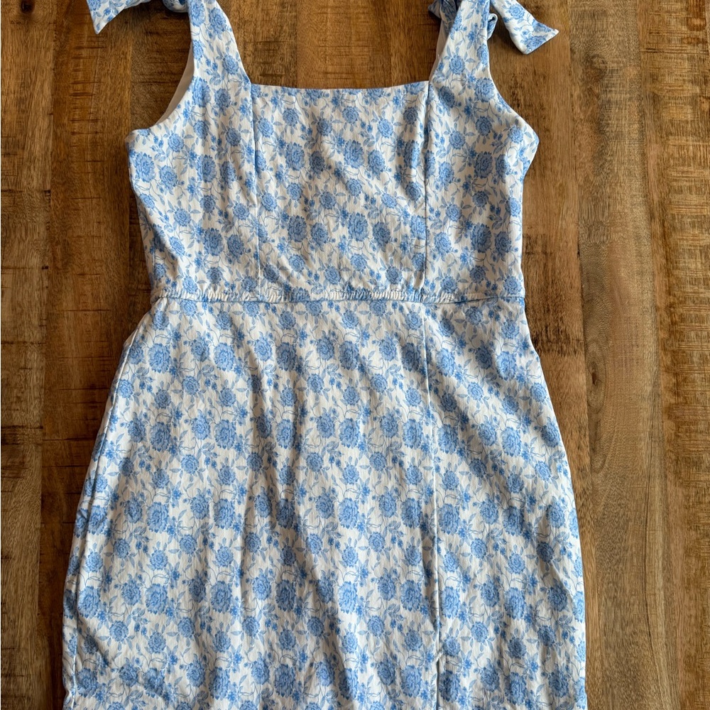 Altar’d State Blue Floral Bow Strap Mini Dress Cottagecore Size L - Picture 5 of 11